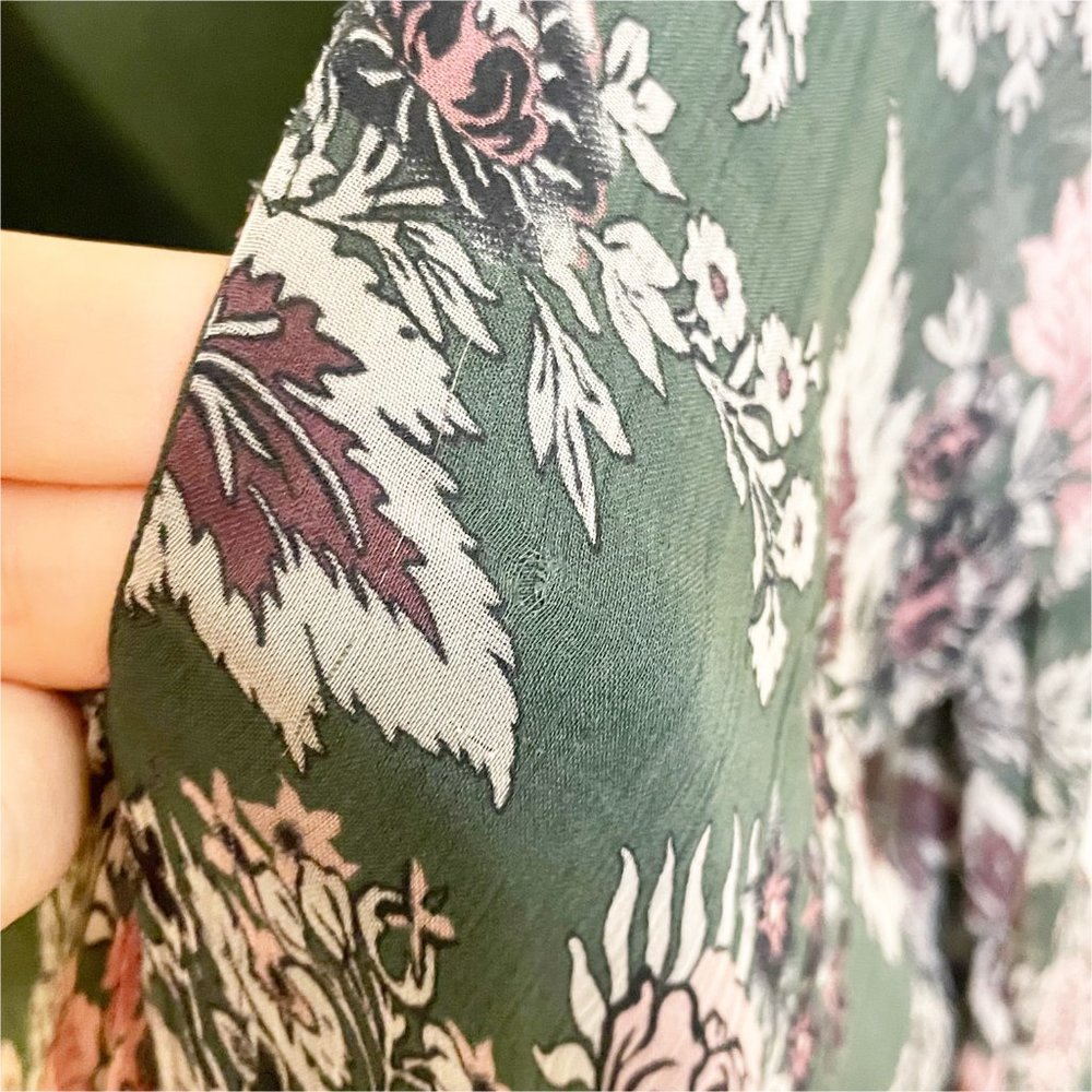 Anthropologie Let Me Be Green Pink Floral V Neck Ruffle Hem Swing Mini Dress S - Picture 7 of 12